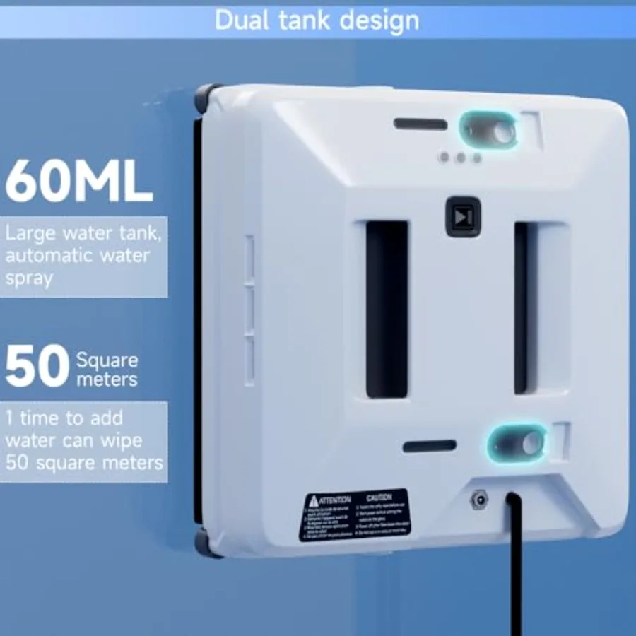 3000Paの吸引力と自動水噴霧機能を備えた窓掃除ロボット、高層フレームレスおよび家庭用ガラス表面向け、インテリジェントな移動軌跡
