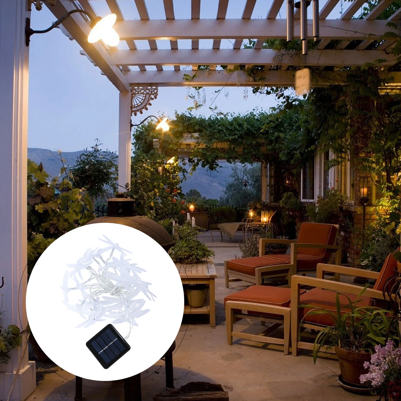 5m 20pcs Solar Dragonfly Lights String Waterproof Decorative Light String for Christmas Home Wedding Party Bedroom Birthday