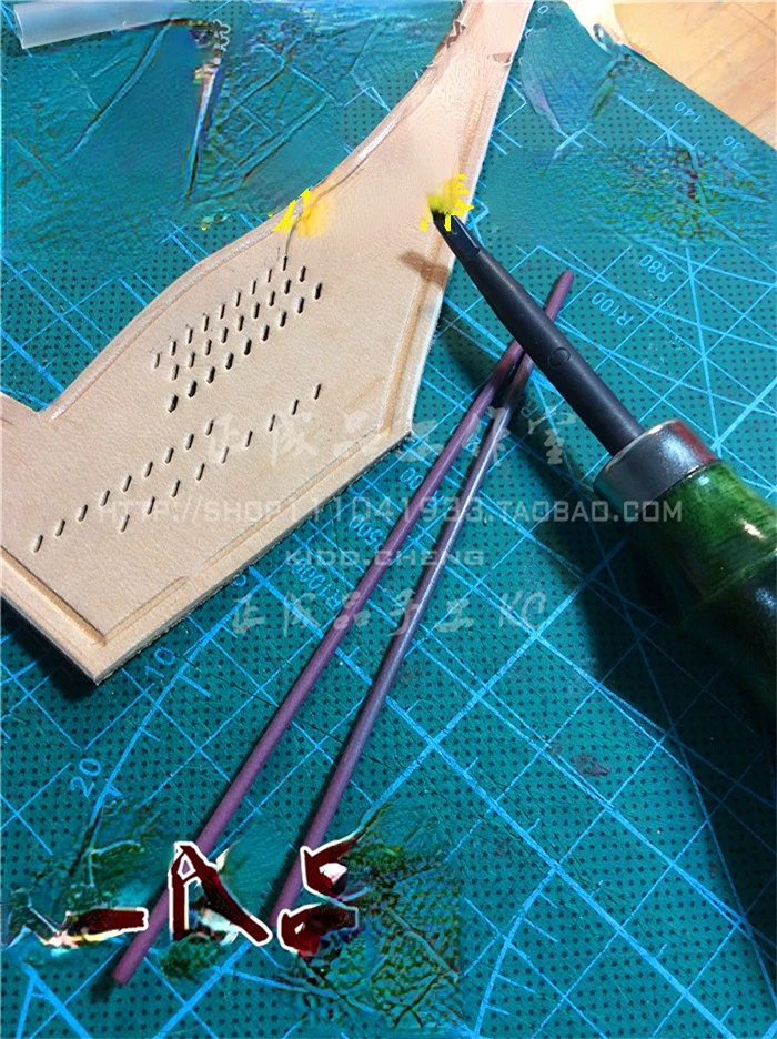 สีเขียว Handle เครื่องสำเร็จรูป,Handmade หนังเครื่องมือขัด Stick และกระดาษทราย