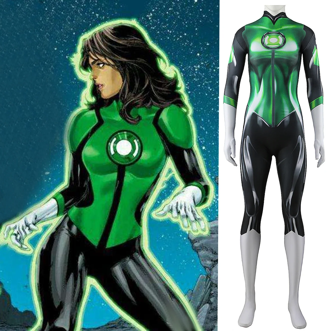 Green Woman Lantern Cosplay Costume Superhero Arisia Spandex Zentai BodySuit Girls Cosplay Outfit Halloween Costume Woman Female