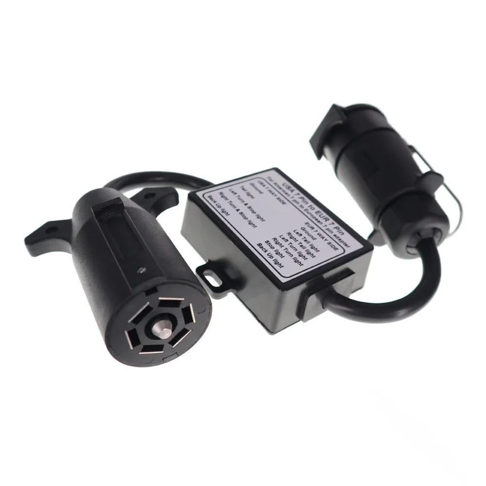 7-Way RV-Blade Socket To 7-Pin Round Connector Trailer Light Harness Connector Suitable For Caravans Boat Trailers