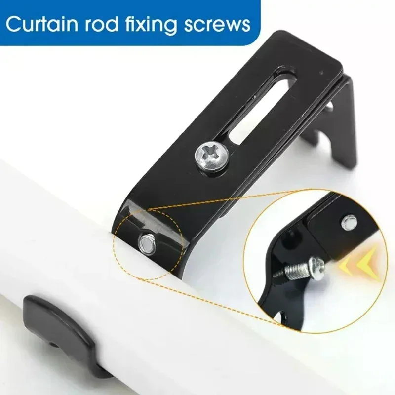 2Pcs Wall Mounted Retractable Metal Curtain Rod Support Portable Adjustable Curtain Rod Bracket For Bedroom Dorm Hooks