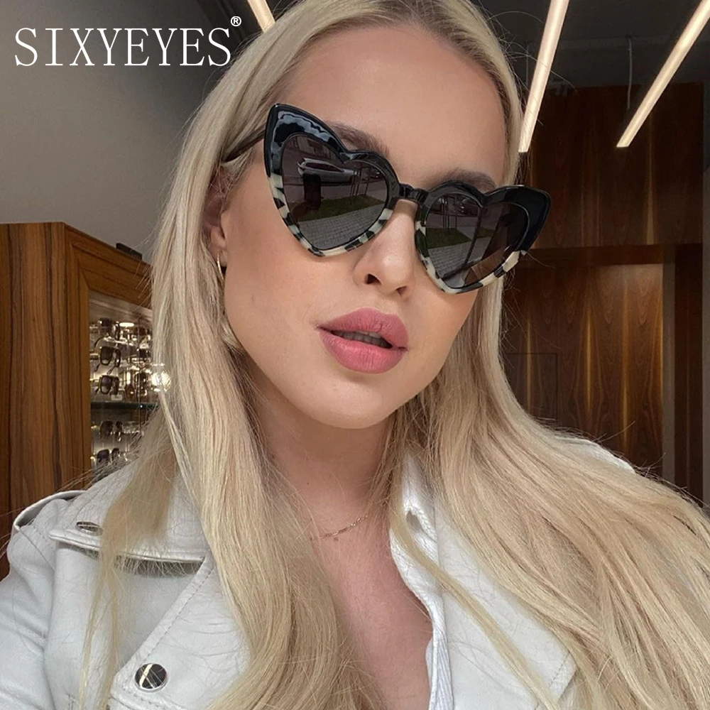 Gafas De Sol con forma De corazón para mujer, anteojos De Sol con montura grande, con personalidad, con degradado, De diseñador De marca