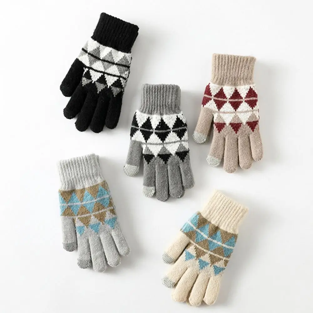 قفازات محبوكة سميكة مقاومة للبرودة قابلة للتنفس بخمسة أصابع تعمل باللمس مقاومة للرياح قفازات دافئة منفصلة #3