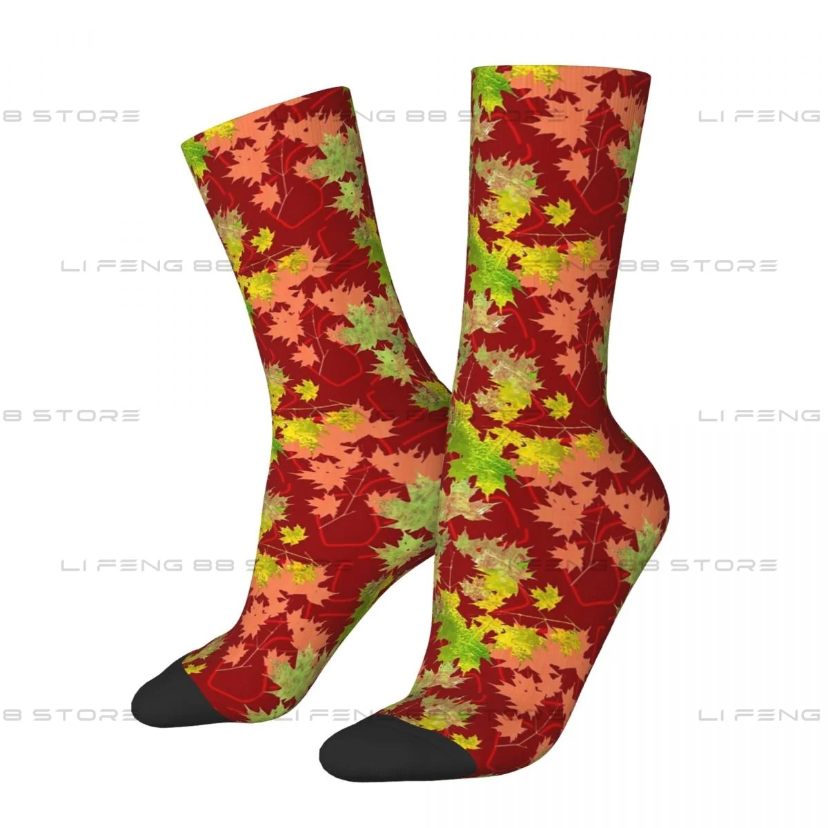 Maple Leaf Autumn Pattern Acorns And Oak Leaves Pattern Unisex Winter Socks Outdoor Happy Socks Street Style Crazy Sock