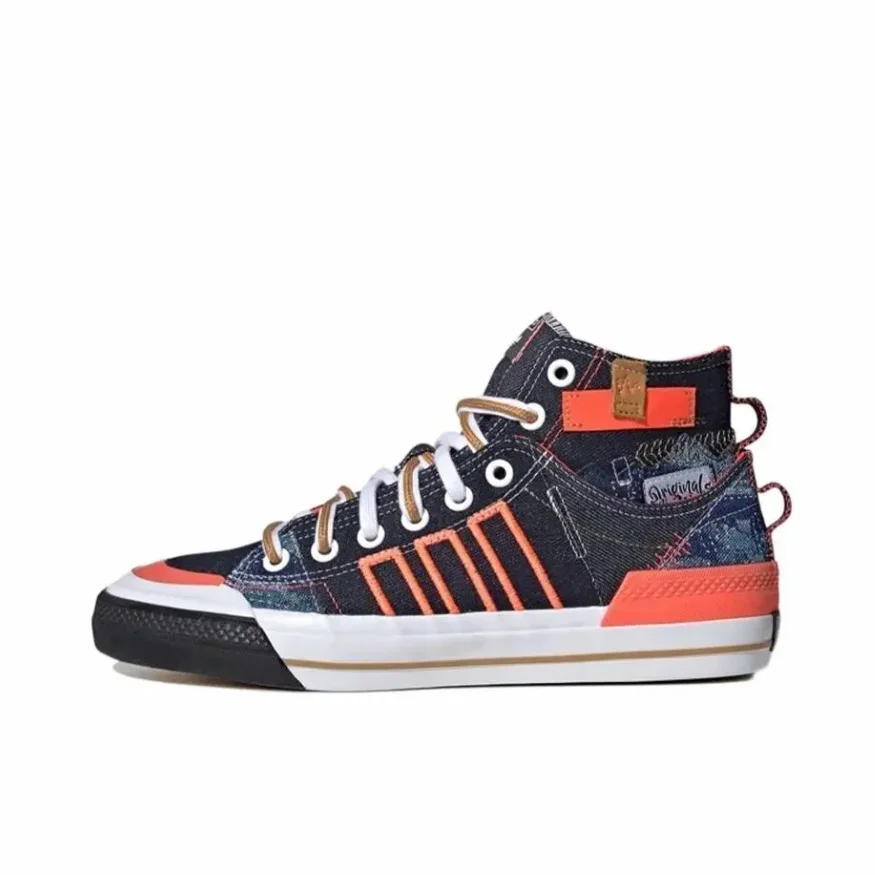 adidas originals NIZZA Hi DI retro mid-top board shoes Comfortable non-slip wear-resistant lightweight blue orange