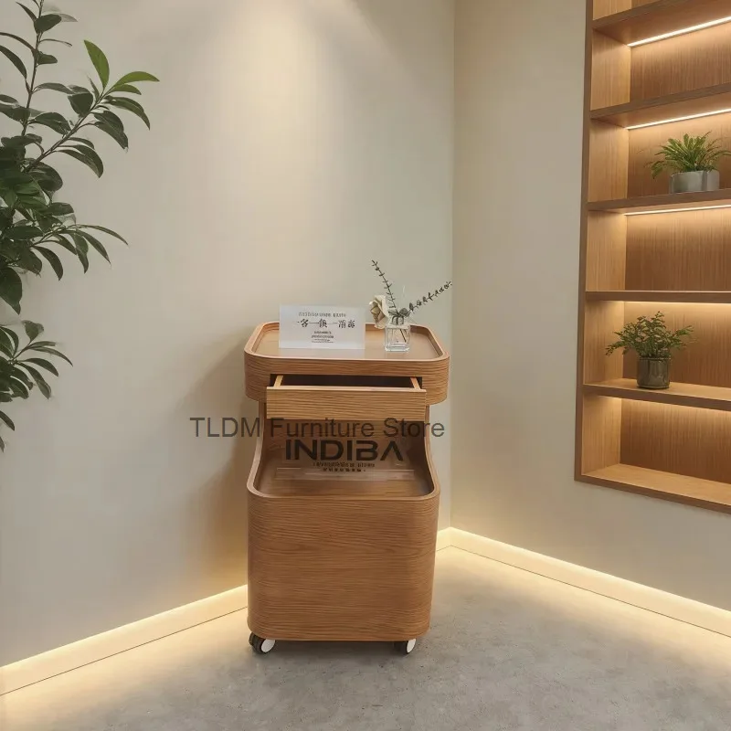 Salon Trolley Professional Hairdressing Furniture Clearance Utility Carts Wood Pellet 15kg Auxiliary Trolleys Spa Rolling Cart