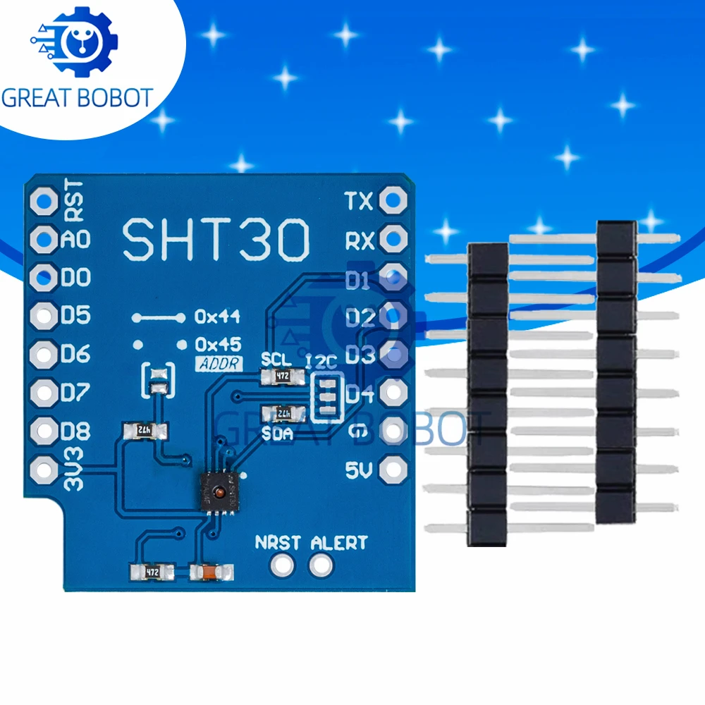 SHT30 I2C Temperature Humidity Sensor, High Precision Module Compatible with WeMos D1 Mini, 1-10 Pack