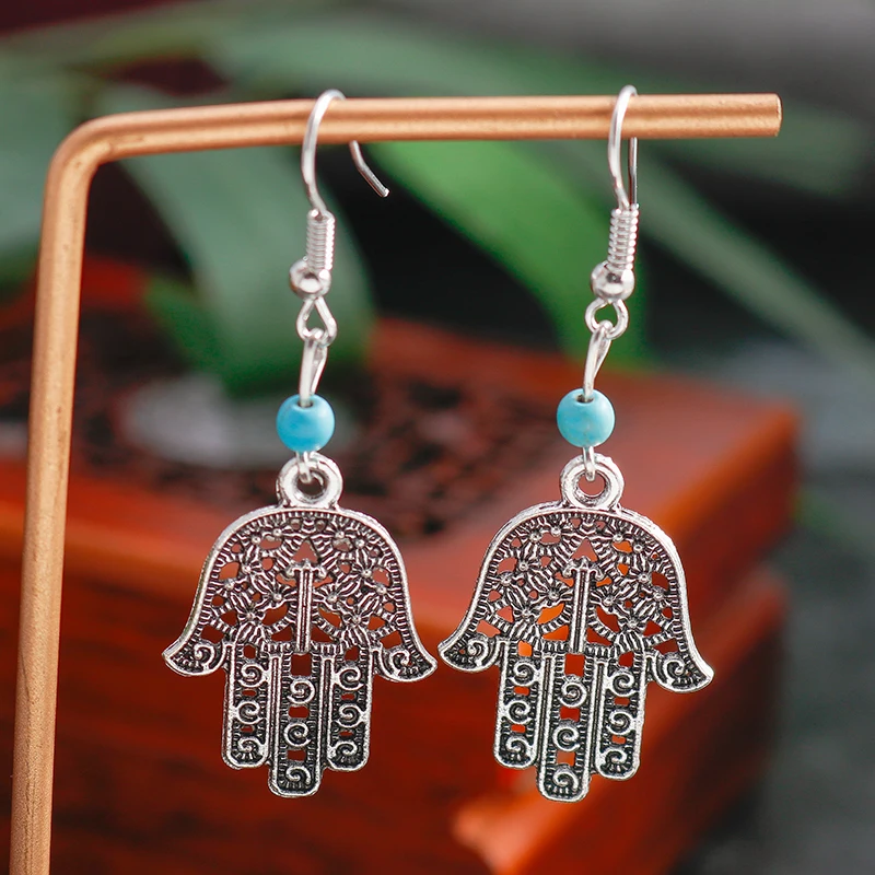 Aihua Böhmen Tibet Silber Große Elefanten Ohrringe Für Frauen Vintage Ethnische Metall Geschnitzte Kreuz Feder Eule Ohrringe Boho Schmuck – Detail 16