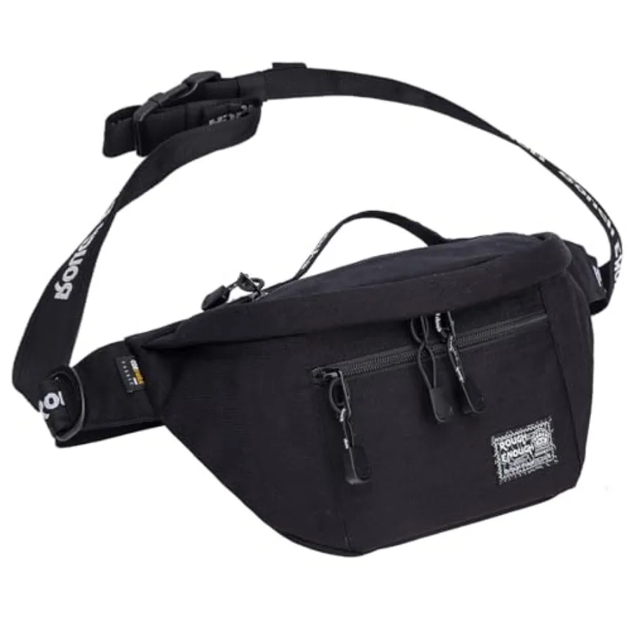 

Rough Enough Tactical Fanny Pack for Men Lightweight Waterproof Waist Bag Crossbody for Fishing Hiking Dog Walking Black