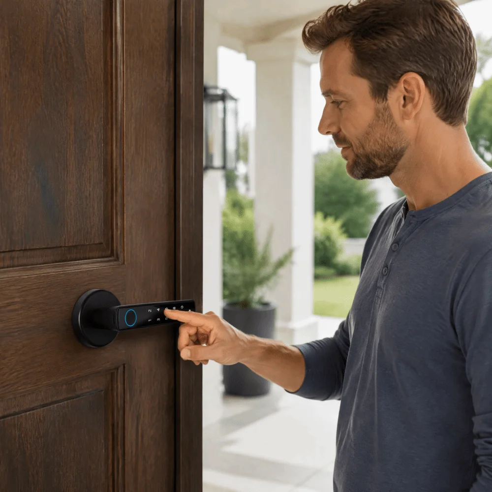 Security 4 in 1 Fingerprint Door Lock Tuya App Easy Installation Smart Door Lock Keyless Door Lock Office