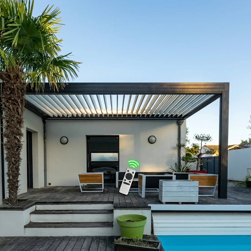 Heavy Duty Motorized Aluminum Pergola Waterproof Bioclimatic Louvered Roof Gazebo Outdoor Pergola For Commercial