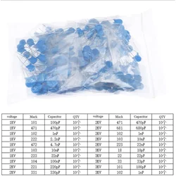200pcs/lot 20value 18pF-223M Ceramic Capacitor Assortment set 1KV 2KV 3KV High Voltage Capacitors Assorted Capacitance Kit