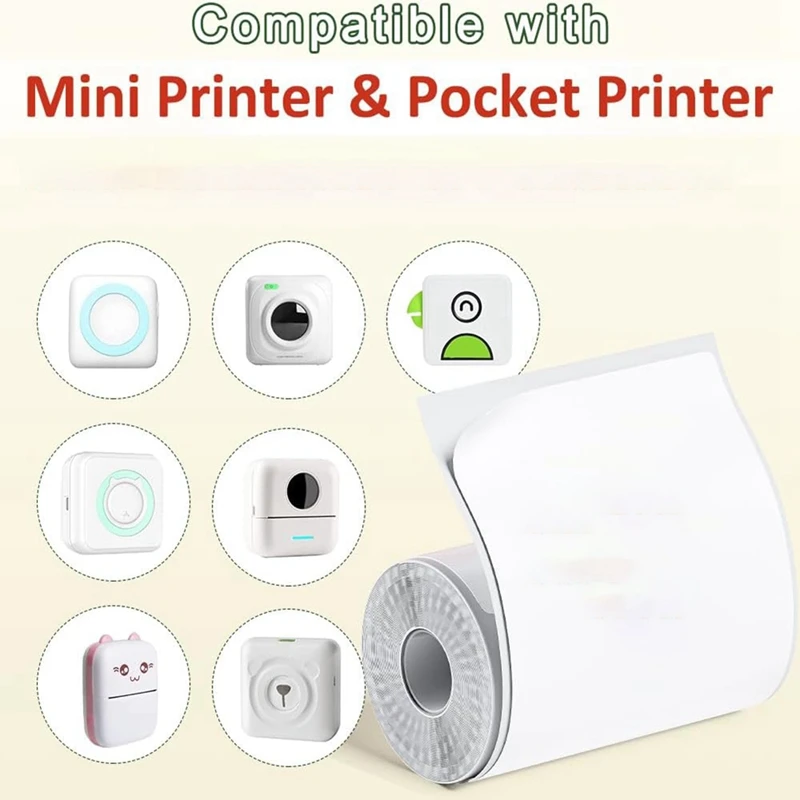 1 Set Mini Printer Paper Bluetooth Printer For Inkless Portable Paperang Thermal Pocket Printer 57Mm X 30Mm, 6 Rolls