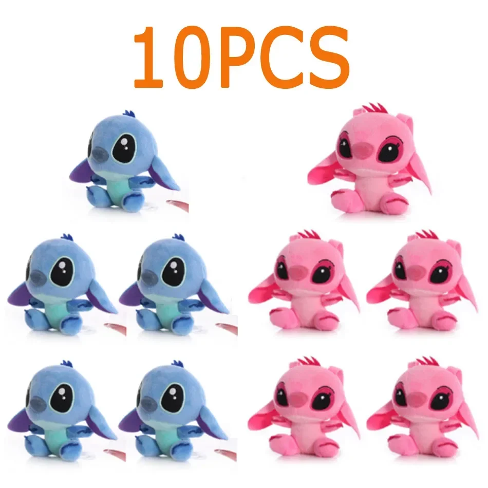 Disney 10 Teile/los Nette Cartoon Lilo und Stitches Kleine Anhänger Plüsch Spielzeug 10CM Kawaii Plüsch-schlüsselbund Kinder Beste Chirstmas geschenk Spielzeug