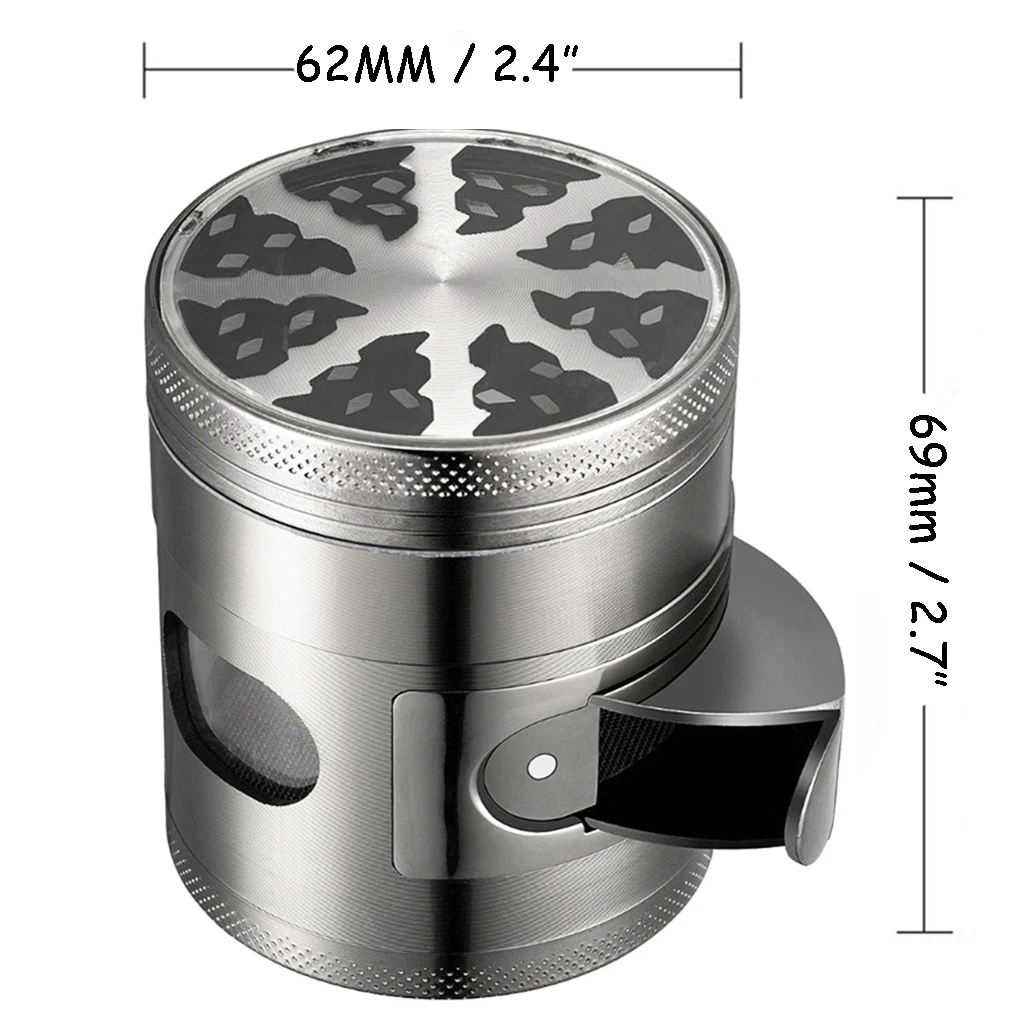 4-Layers Tobacco Herb Grinder Herbal With W Clear Window 60mm Zinc Alloy 62MM Herb Smoke Crusher Home Cigarette Accessories