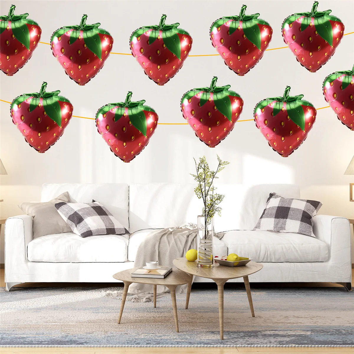 New 10Pcs Strawberry Balloons Sweet Strawberry Foil Mylar Balloons for Girls Strawberry Themed Birthday Party Decorations