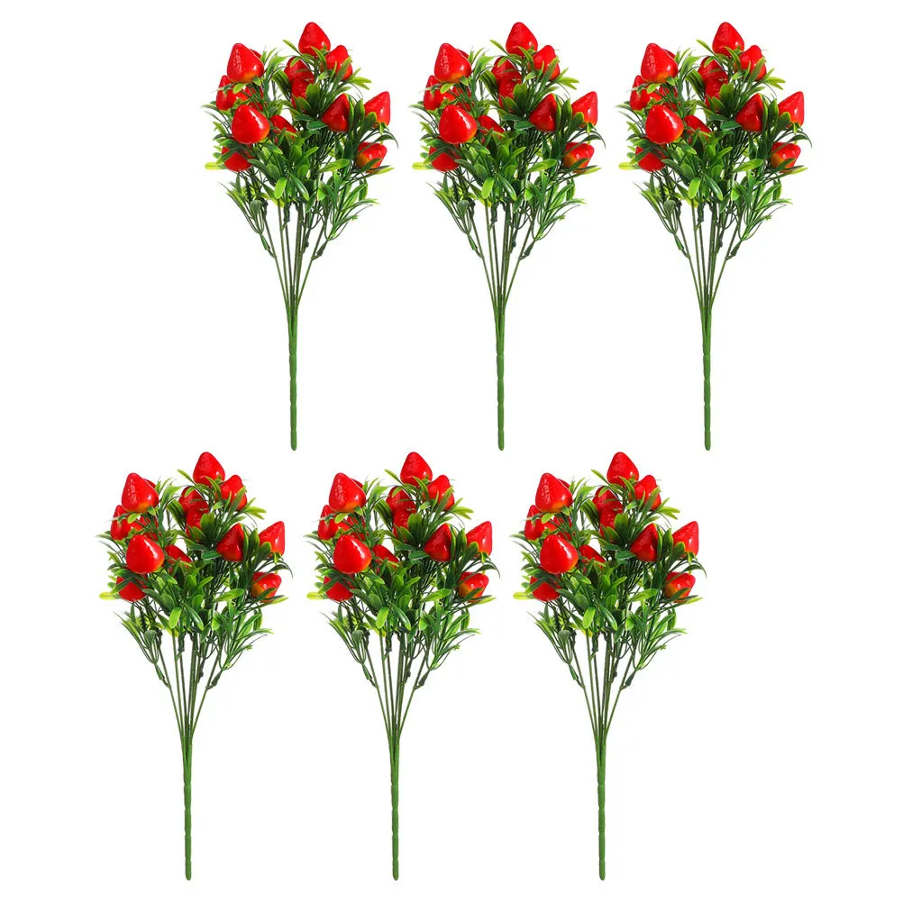 

6Pcs -Realistic Fake Strawberry Bouquets Artificial Strawberry Plants for Indoor Outdoor Decor Wedding Party Faux