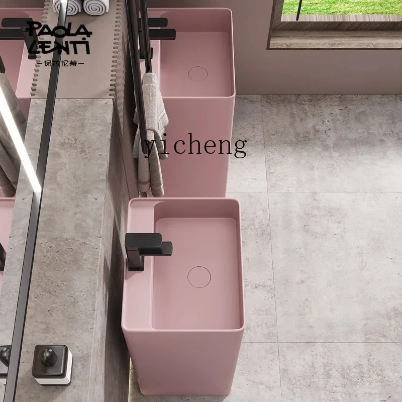 YFY  artificial stone integrated column basin washbasin hotel engineering washbasin art basin
