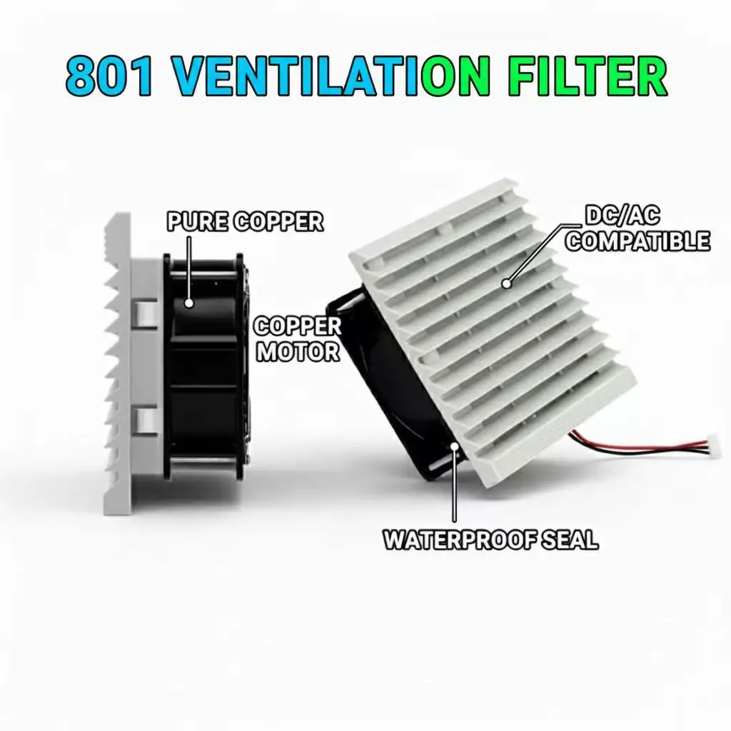 

Для # Вентиляторный фильтр-комплект 801 IP44 106X106X52мм с двойным шарикоподшипником, DC 12V 24V AC 220V, для охлаждения корпусов и шкафов