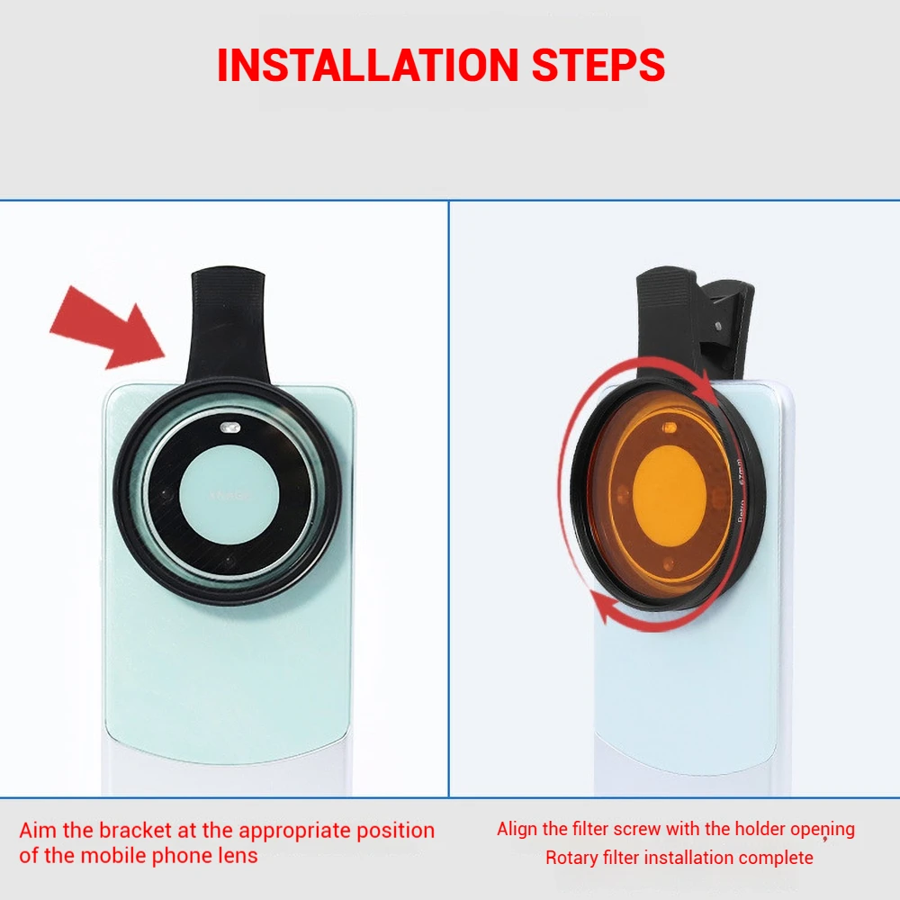 Polarizer Filter 52mm CPL Mobile Phone Lens Filter Camera Lens Clip Camera Accessories Circular For Taking Photos All Smartphone