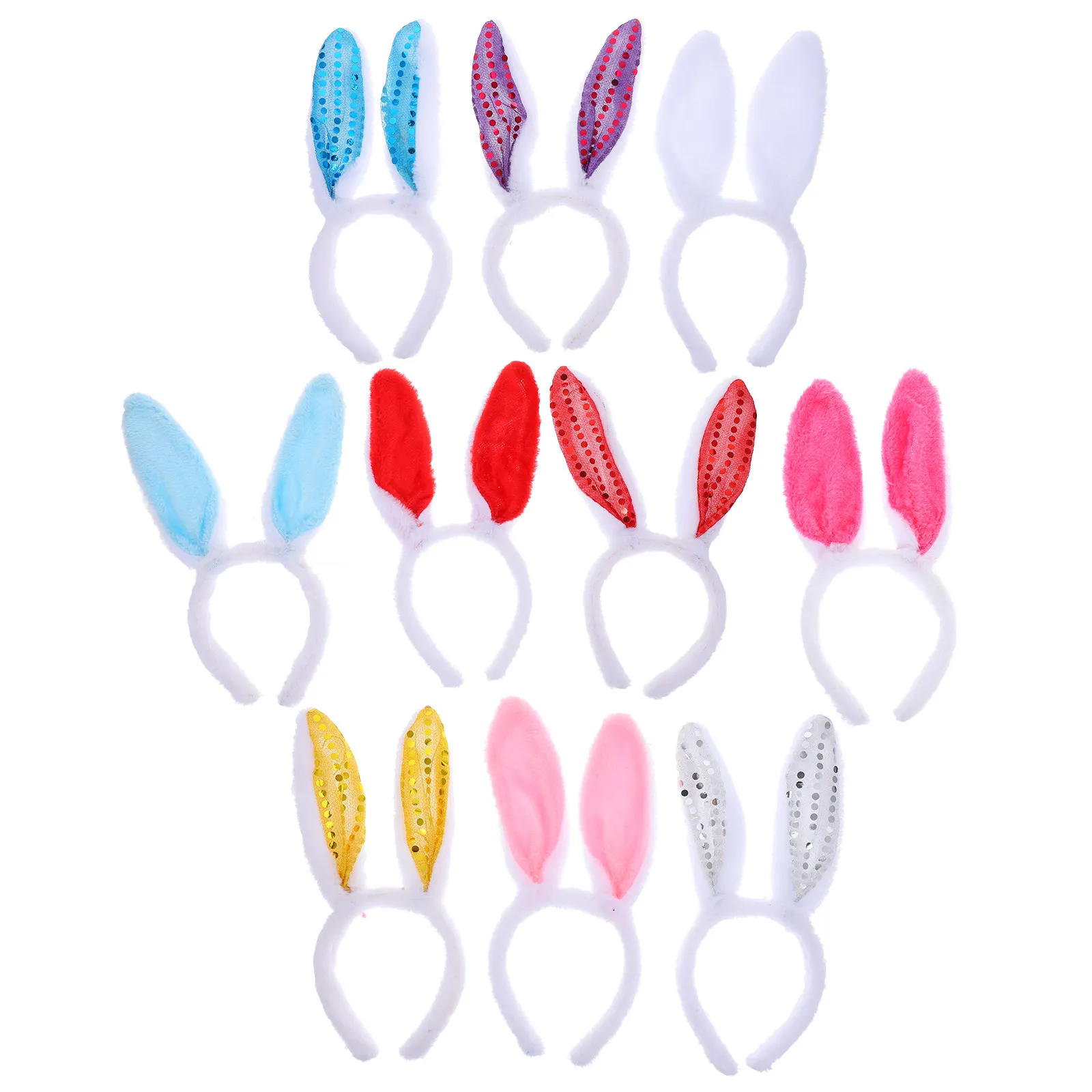 

10Pcs Easter Rabbit Ear Headbands Exquisite Workmanship Comfortable Breathable Hair Decoration for Photos Parties