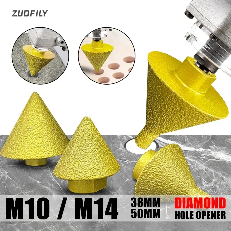 M10 M14 Diamond Chamfer Corn Drill Bit Enlarged Hole Beveling Grinding Tools 38mm 50mm for Granite Marble Tiles Stone Cutting