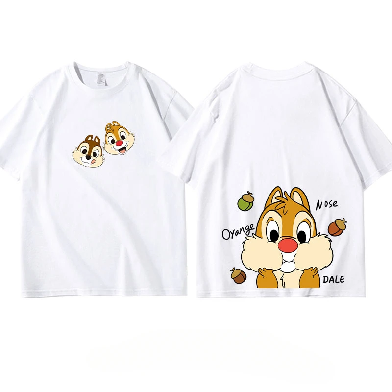 The Summer Disney Chip & Dale Cartoon Anime Print Boys and Girls Short Sleeve Fashionable and Cute Children's Clothing T-shirt