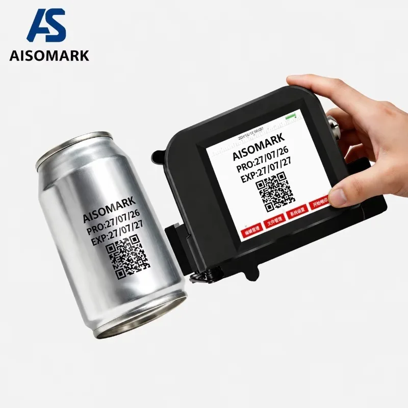Aisomark Rechargeable Mini Inkjet Coding Printer, Push Button Manual Coder for Flex Egg Packaging Date Code