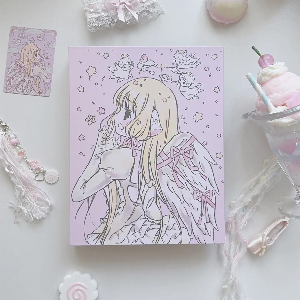 Angel Girl A5 Binder 4 Grid 3inch Photocard Binder Kpop Idol Photo Collect Book Card Holder Album for Polaroid instax Girl Gift