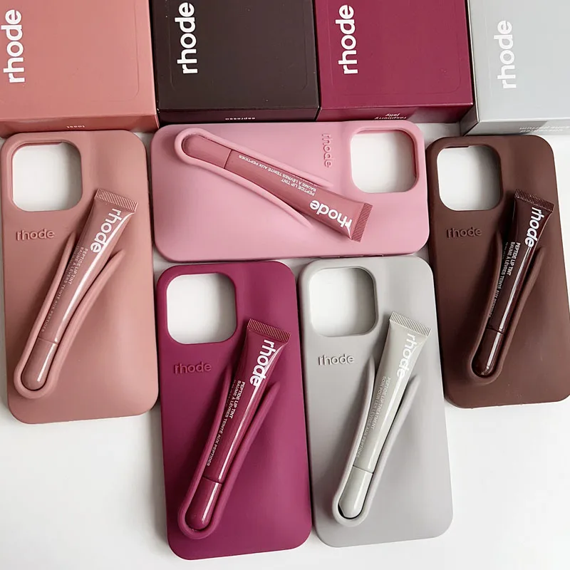 Funda para iPhone 16E 16 12 13 14 15 11 Pro Max Plus, Diseño de Brillo Labial con Cinta, Tostada, Frambuesa, Espresso y Vainilla, Éxito de Ventas en INS