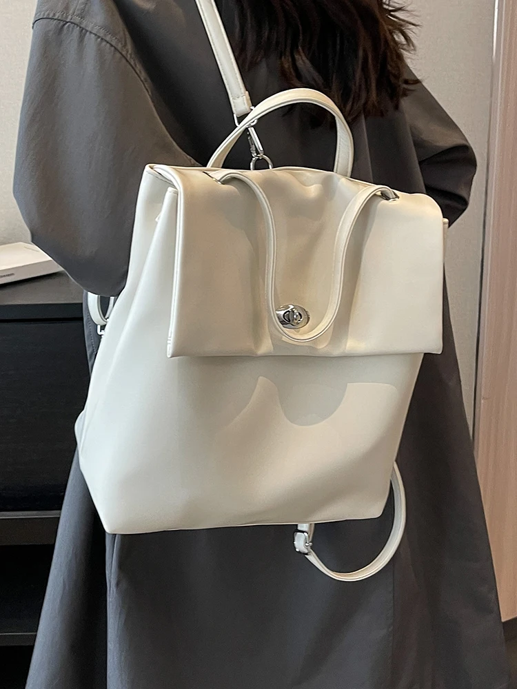 

Fashionable Pure Color Backpack for Women 2026 New Style Travel Shoulder Bag Soft Material Commuter Style No Waterproof