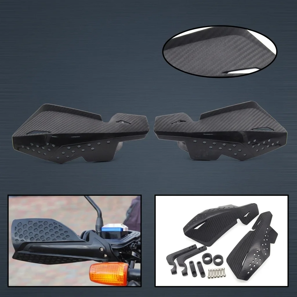 For Motorcycle Carbon Fiber Hand Guards, Off-Road Dirt Bike Handlebar Protection Cover with Screws, Universal Fit