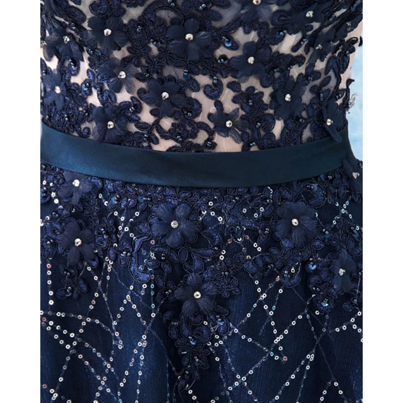 فساتين سهرة رسمية من Vestidos Elegantes Fiesta صيفية أنيقة بنجوم كريستالية مرصعة بالألماس باللون الأزرق الداكن #5