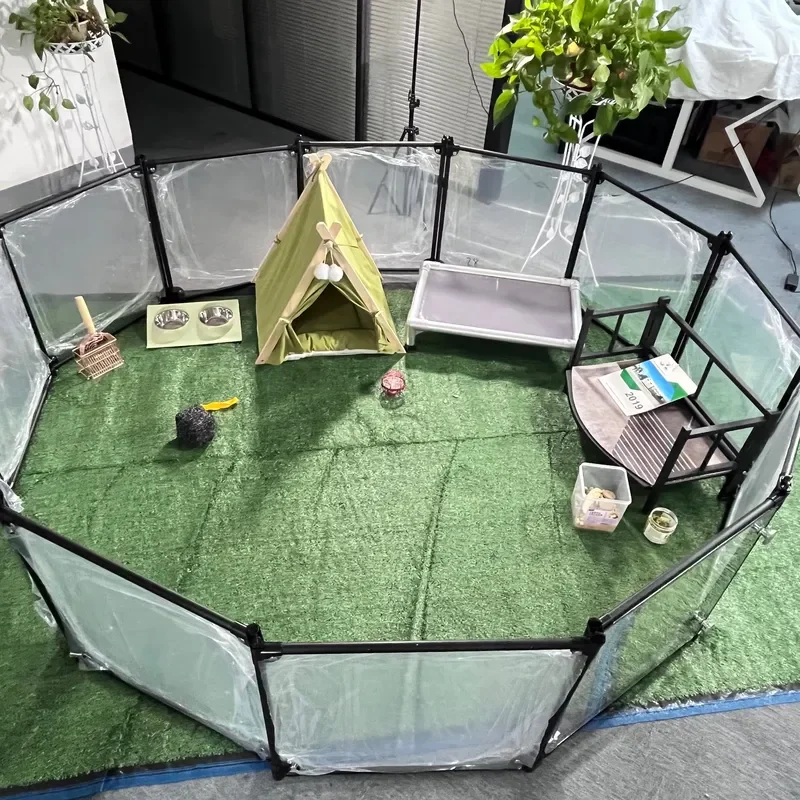 

6-16 Panel Acrylic Transparent Portable Pet Fence for Indoor Folding Dog Playpen