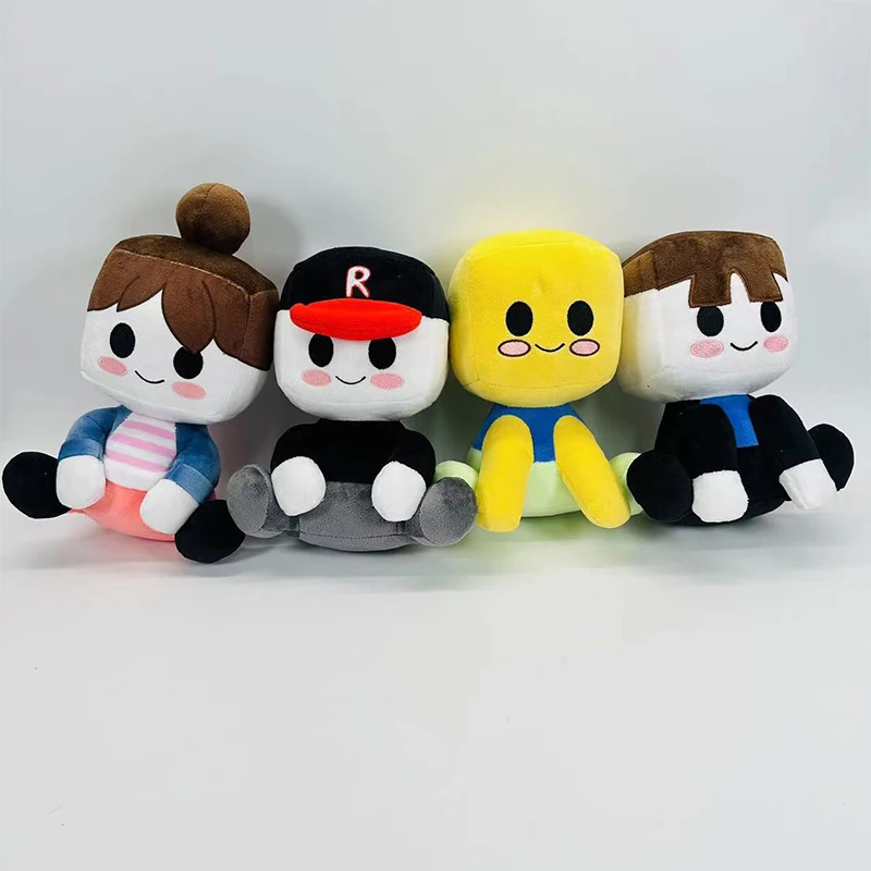 22cm-30cmBlox Buddies Plush Toy Cartoon Girl Black with Hat Yellow Decoration Doll House Kids Birthday Gift