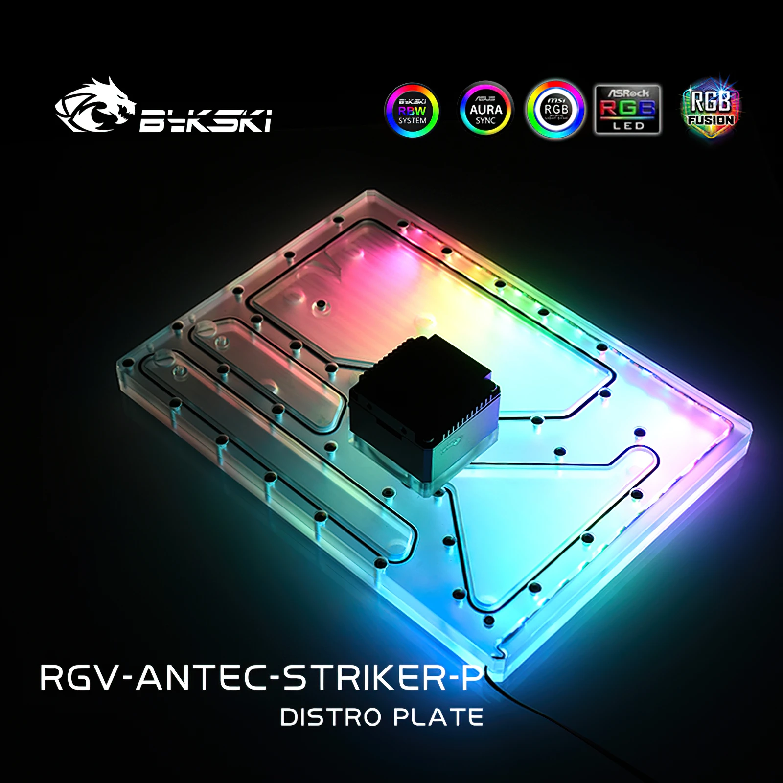 Bykski RGB Water Cooling Distro Plate Reservoir for ANTEC Striker Chassis Case RGV-Antec-Striker-P