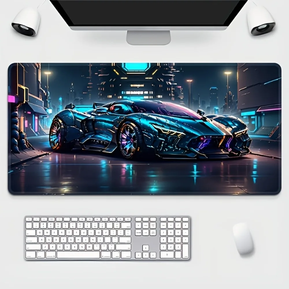 Anime game mouse pad with sci-fi racing car pattern. Anti-slip base. Suitable for both gamers and PC computers with keyboards