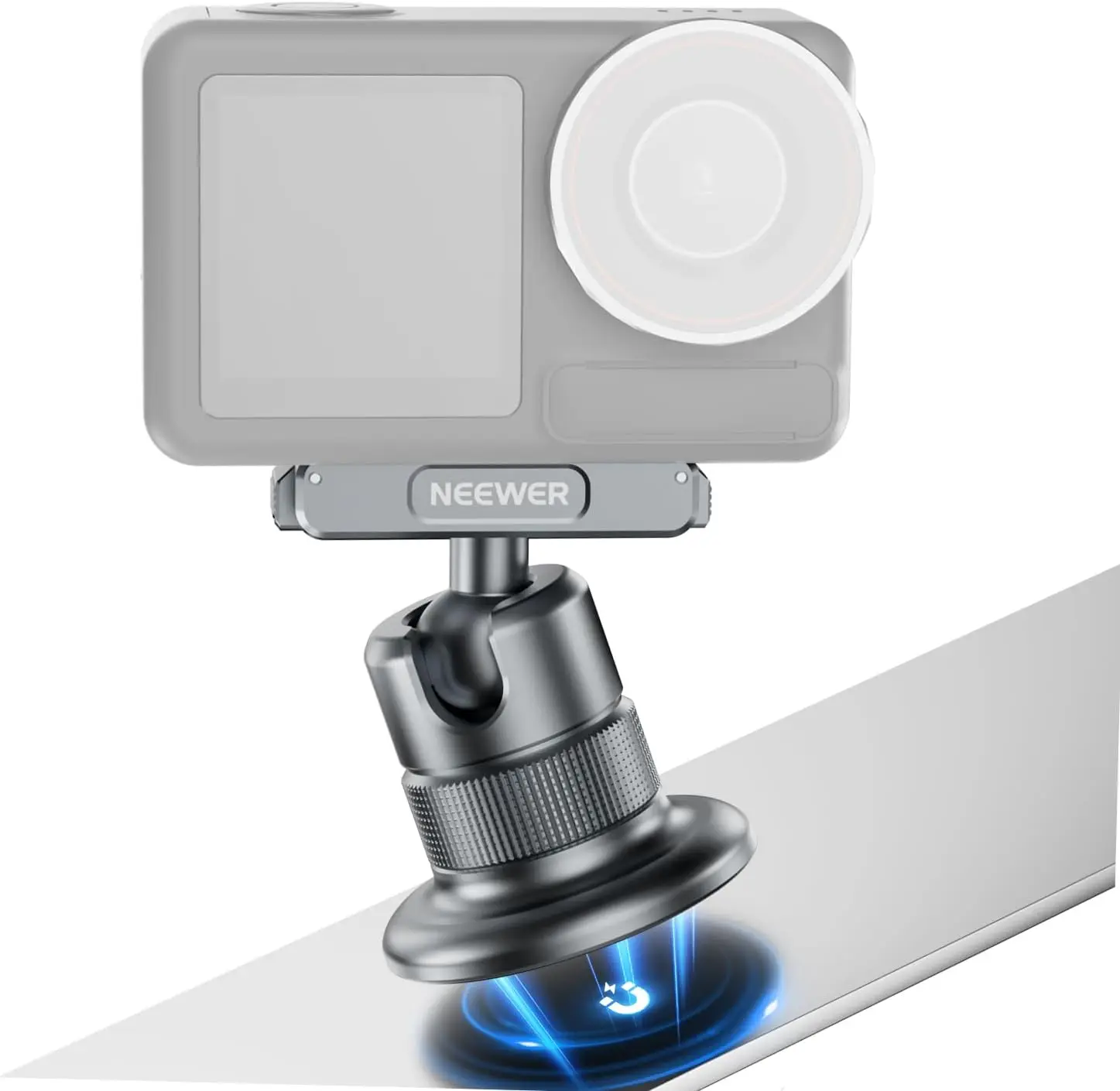 

NEEWER Magnetic Camera Mount Compatible with DJI Osmo Action 5 Pro/4/3, 360° Quick Release Ball Head Adapter Mount