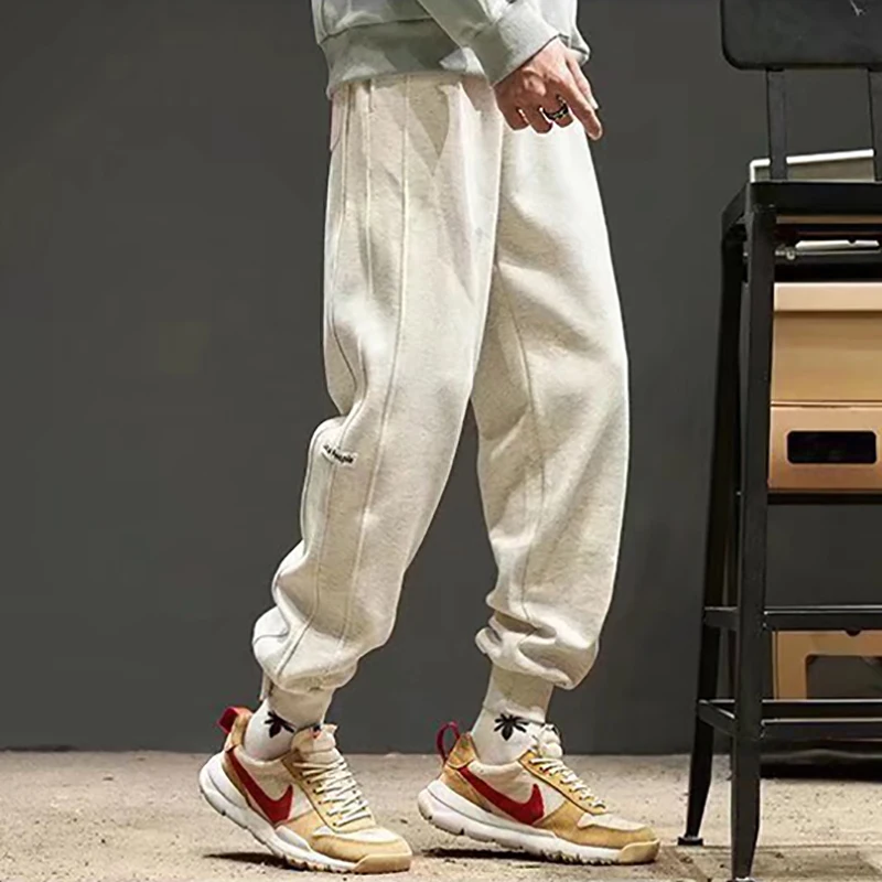 

New Men's Sweatpants Casual Trendy Solid Color Pants Foot Binding Cargo Pants Autumn Loose Casual Outdoor Jogging Male Sweatpant