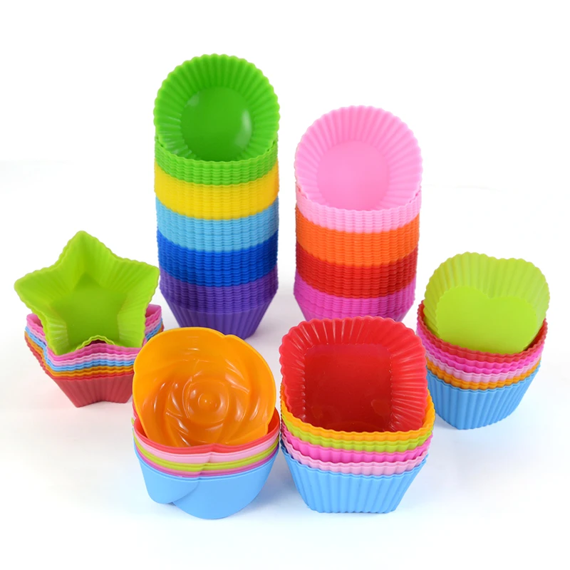 

12Pcs Candy Color Silicone Cake Cup Round Shaped Muffin Cupcake Baking Molds Home Kitchen Cooking Supplies Cake Decorating Tools