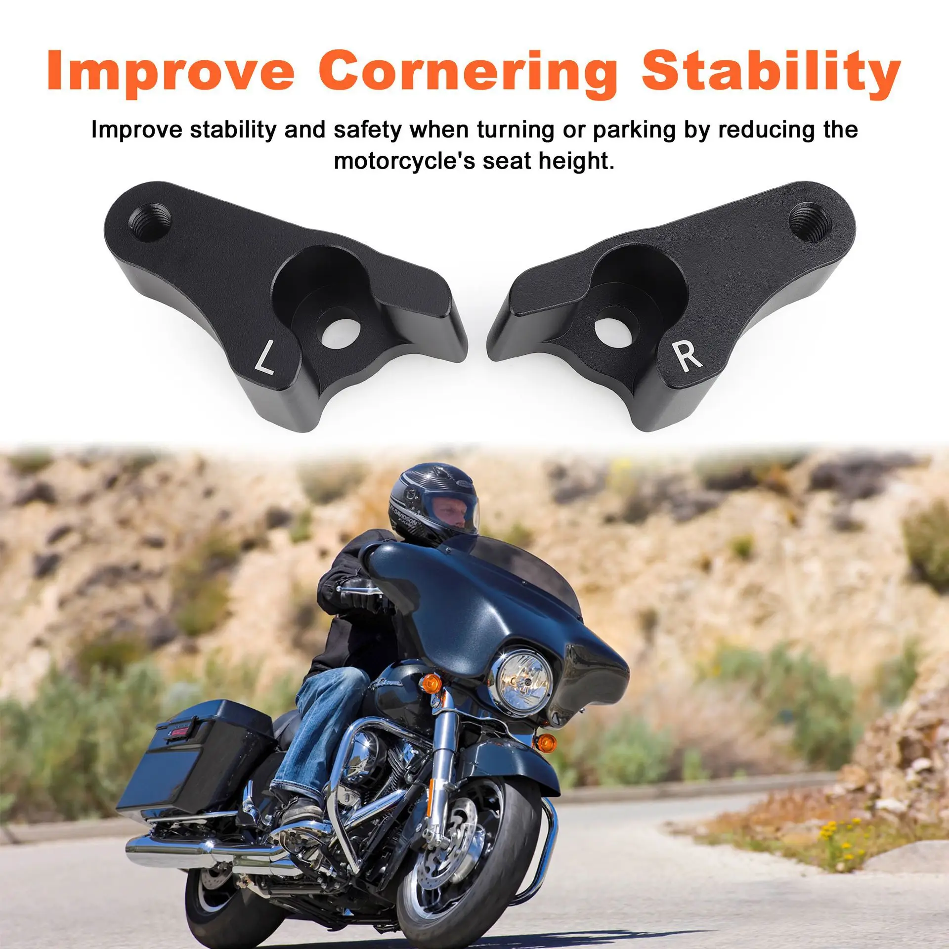 2 Inch Lowering Link Blocks Kit for 2002-2025 Harley Davidson Touring Street Glide Road Glide Road King Electra Glide