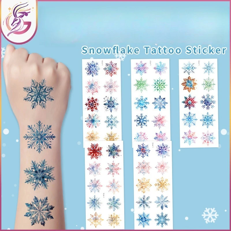 

Зимние хрустальные татуировки-наклейки со снежинками, 5 шт., красочные водонепроницаемые временные боди-арт для рождественской вечеринки, подарочное украшение, сейф