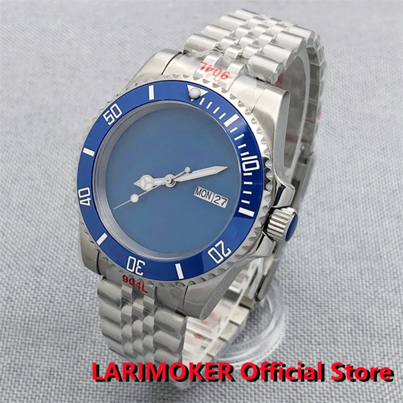 

LARIMOKER 40mm Japan NH36A Automatic 10ATM Waterproof Blue The Submarine Men Watch Non-Index Weekday Jubilee Bracelet