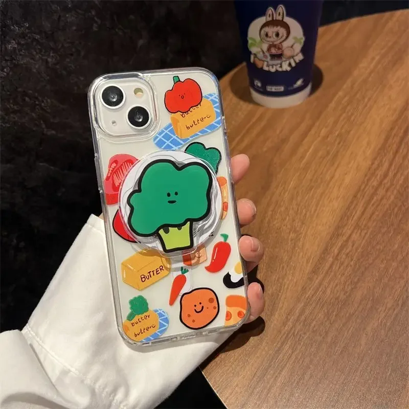 Симпатичная овощная магнитная ручка для телефона, подходящая для держателя телефона iPhone 16, 15, 13, универсальный держатель Samsung