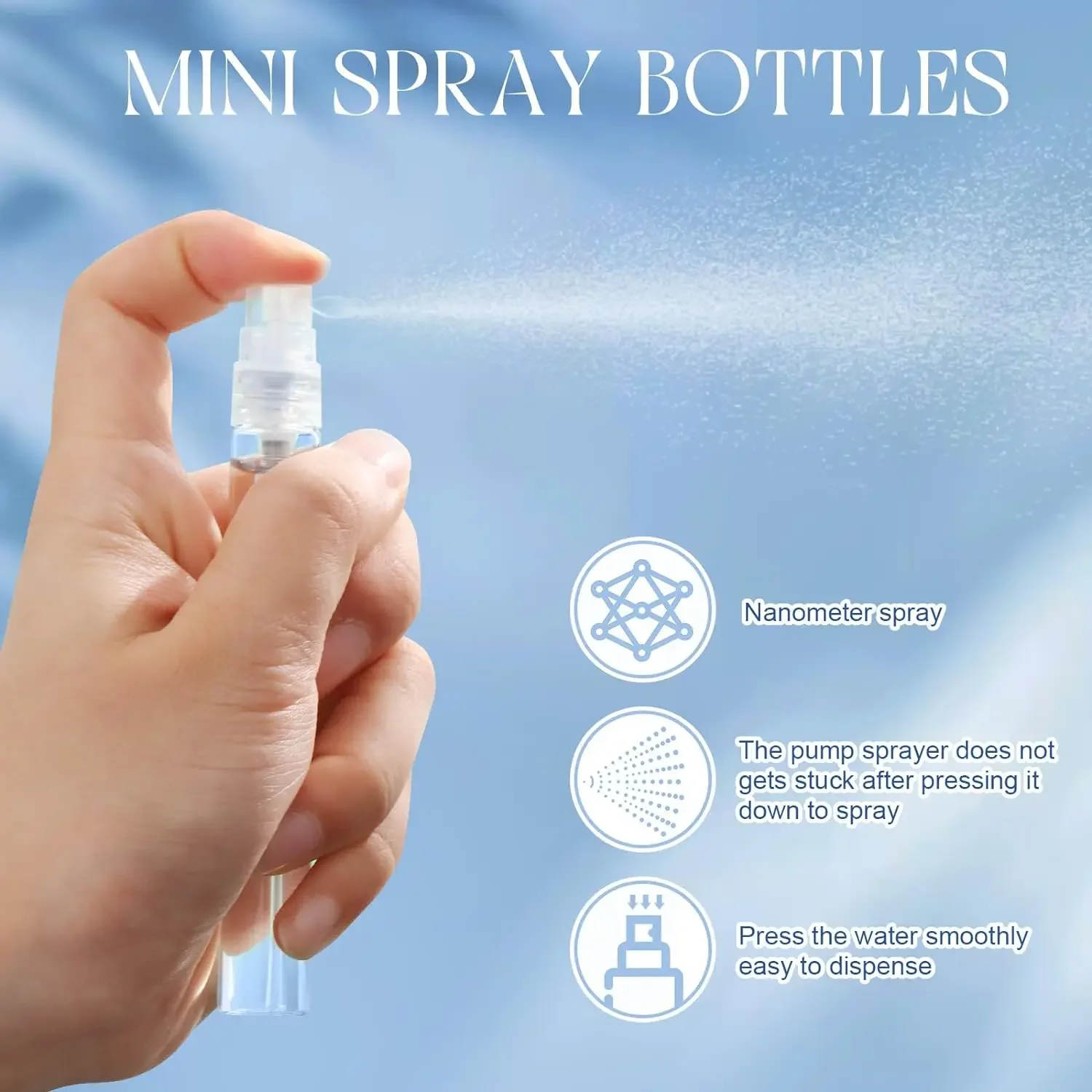 Mini botella de vidrio rellenable para Perfume, botella de viaje vacía con atomizador en aerosol, contenedor de embalaje de cosméticos, 5 piezas, 2ml - 10ml