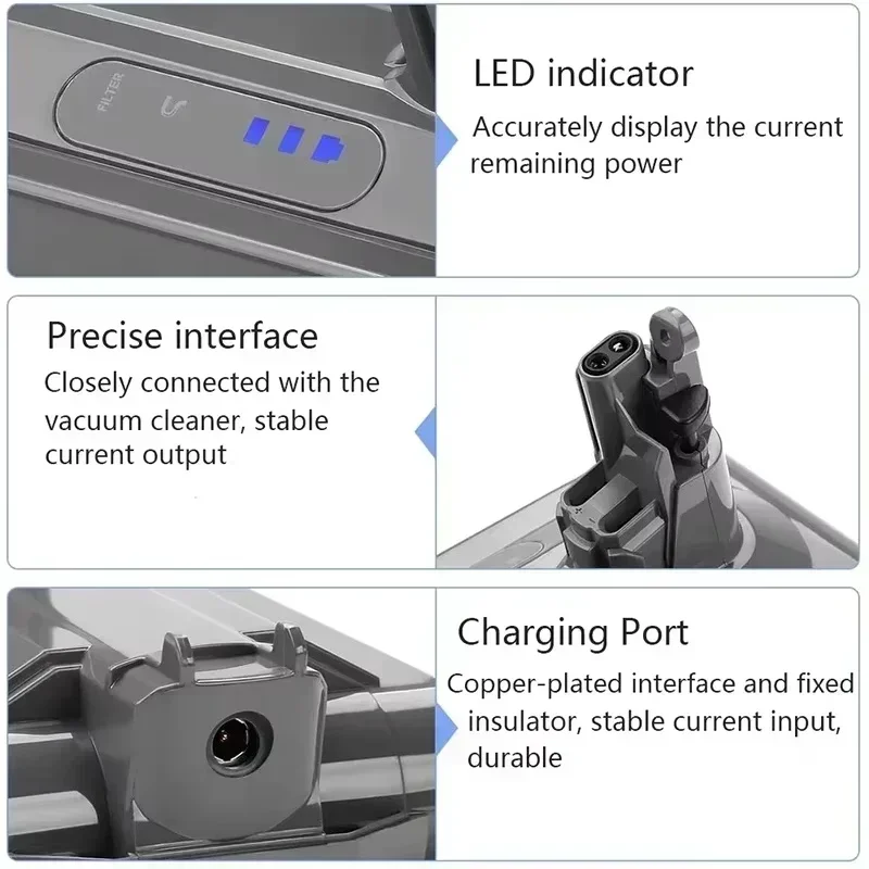 Dyson-コードレス掃除機バッテリー,完全にふわふわ,新しいdyson v10,25.2v,6800mah-8000mah