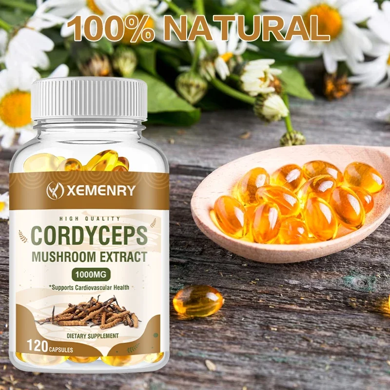 Cordyceps Capsules 1000mg - Helps with Energy, Natural Endurance, Immune & Cardiovascular Health