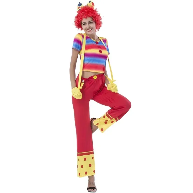 

Костюм для косплея на Хэллоуин, женские длинные брюки, клоун, облегающий костюм на пупке, маленький с короткими рукавами kn.7