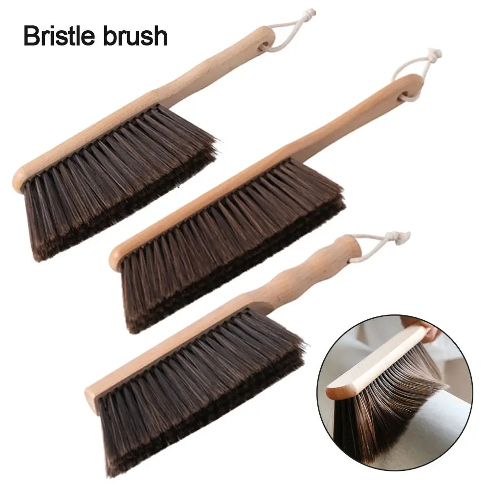 Natural Wood Bristles Brush Anti-static Desktop Bar Grinder Coffee Powder Cleaning Brushes Domestic Bed Sweeping Broom